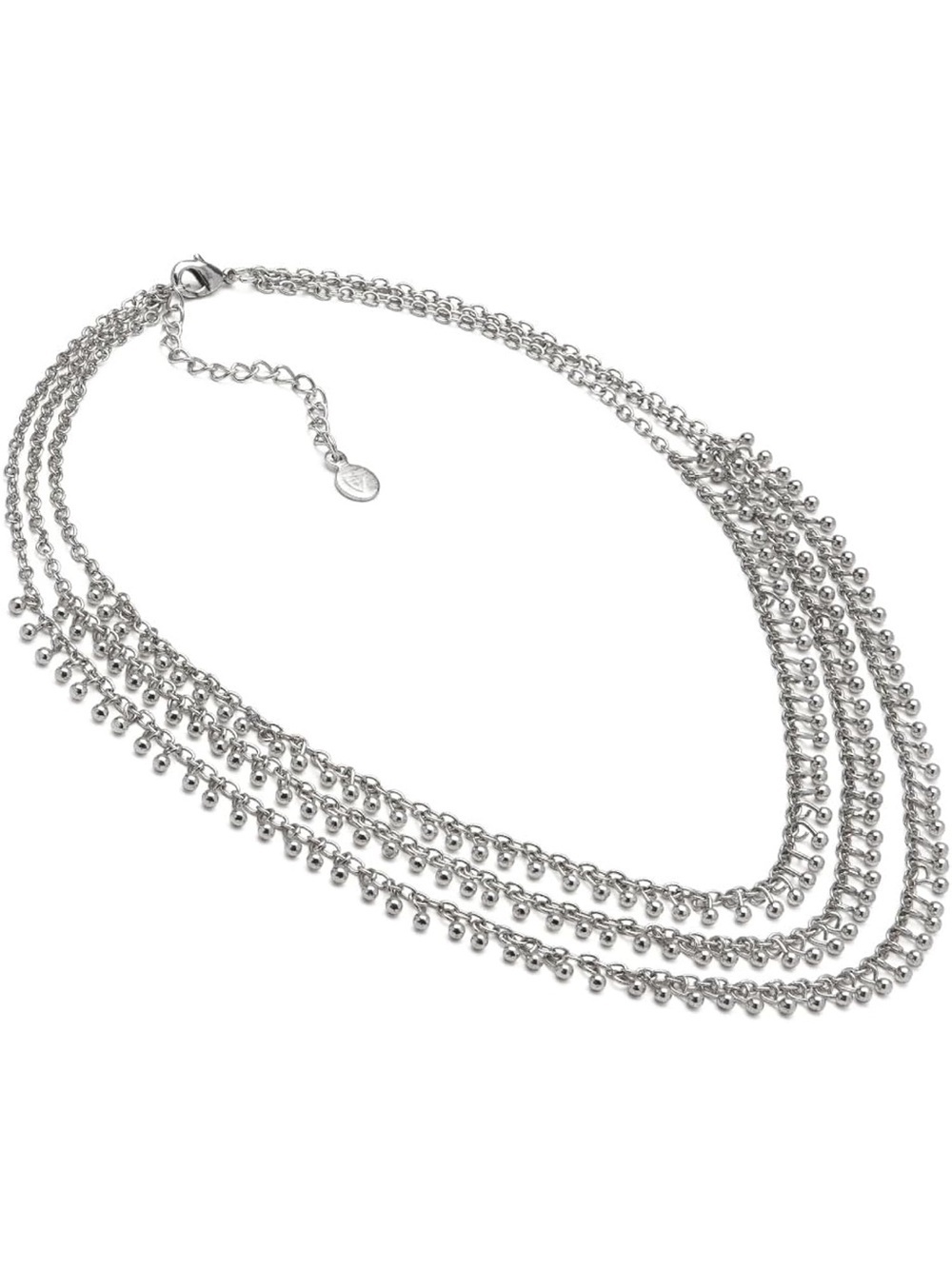 Multi-Strand Silver Bead Fringe Necklace - Women's Jewelry